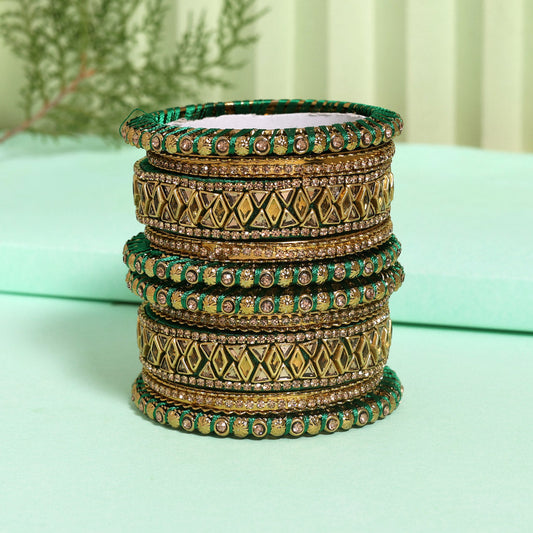 Green Color Thread Bangle Set (TRB182GRN) Green 2.4 - Preyans.com