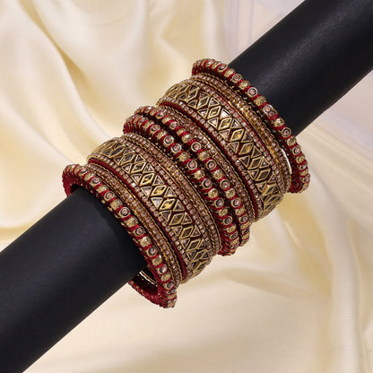 Maroon Color Thread Bangle Set (TRB182MRN) - Preyans.com