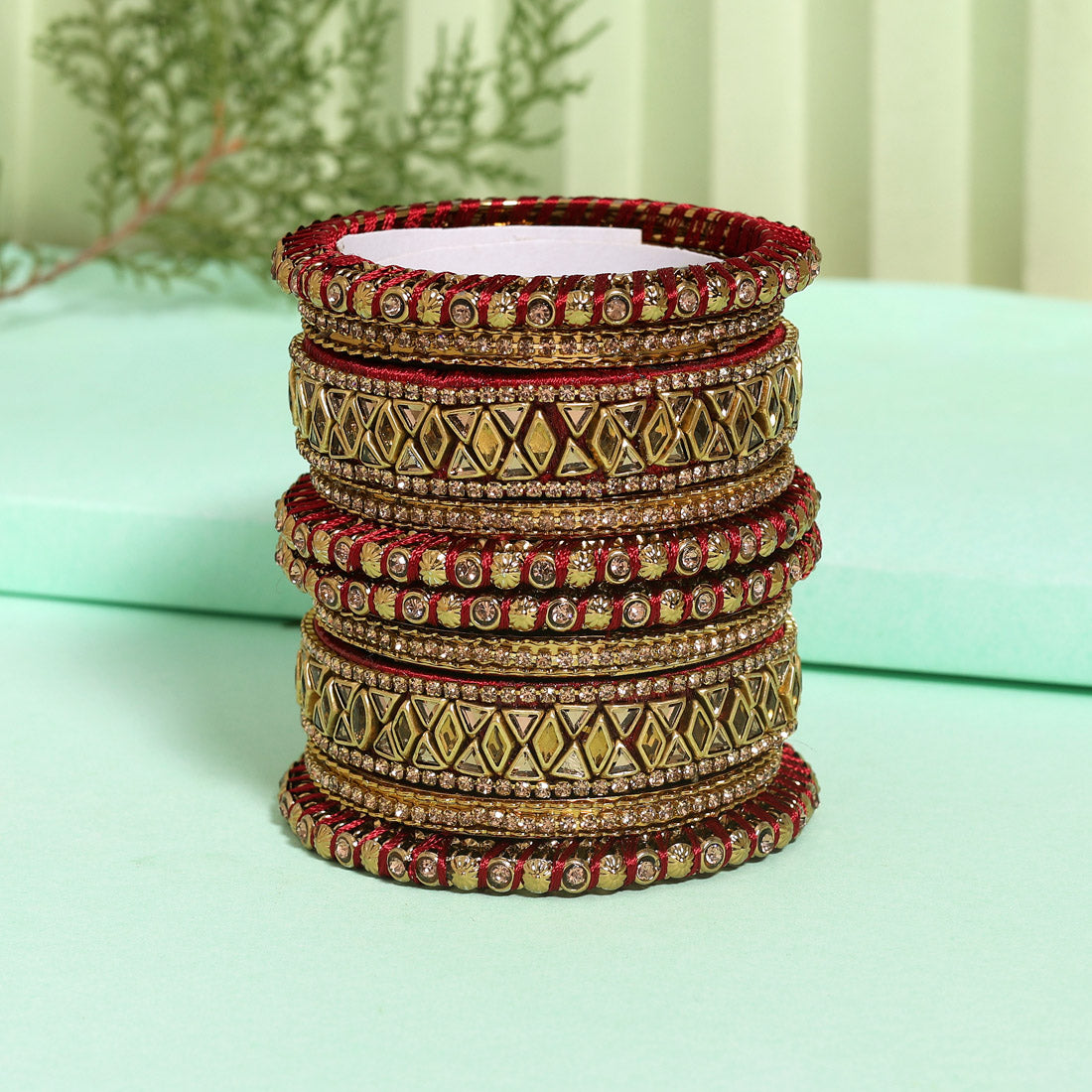 Maroon Color Thread Bangle Set (TRB182MRN) Maroon 2.4 - Preyans.com