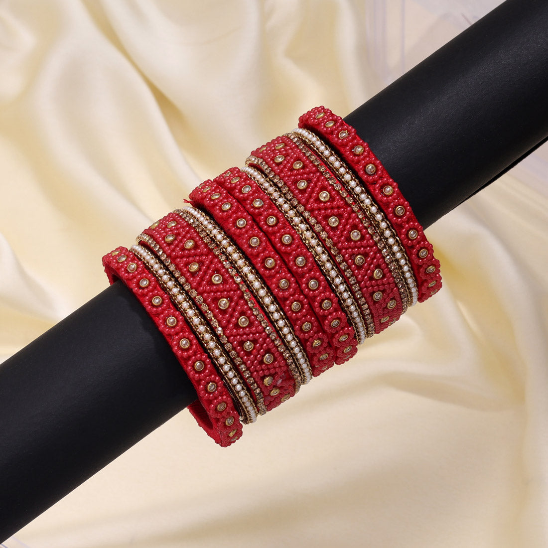 Red Color Thread Bangle Set (TRB183RED) - Preyans.com