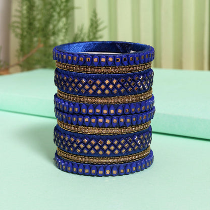 Blue Color Thread Bangle Set (TRB184BLU) Blue 2.4 - Preyans.com