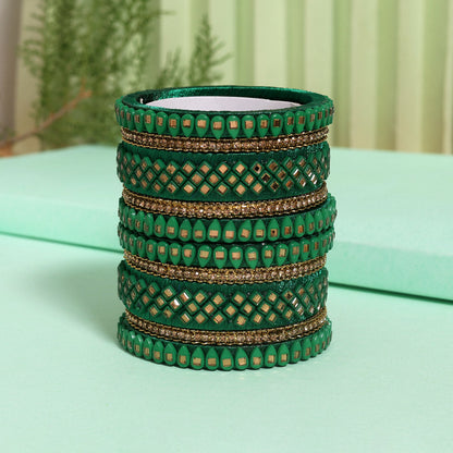 Green Color Thread Bangle Set (TRB184GRN) Green 2.4 - Preyans.com