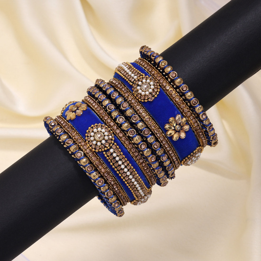 Blue Color Velvet Thread Bangle Set (TRB185BLU) - Preyans.com