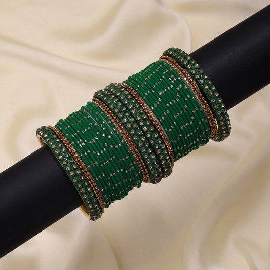 Green Color Fashion Bangle Set (TRB186GRN) - Preyans.com