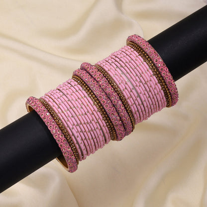 Pink Color Fashion Bangle Set (TRB186PNK) - Preyans.com