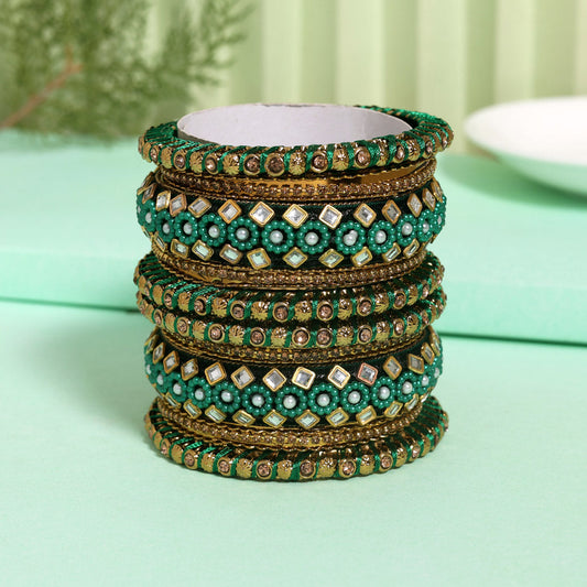 Green Color Thread Bangle Set (TRB187GRN) Green 2.4 - Preyans.com