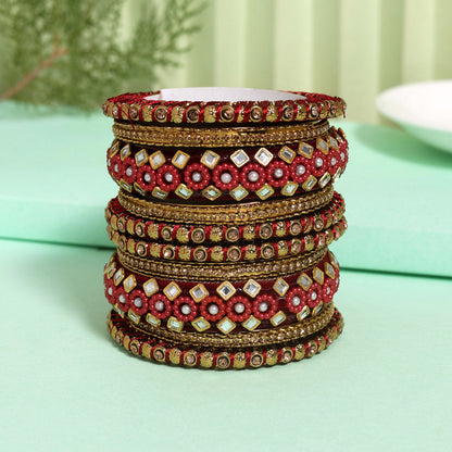 Maroon Color Thread Bangle Set (TRB187MRN) Maroon 2.4 - Preyans.com