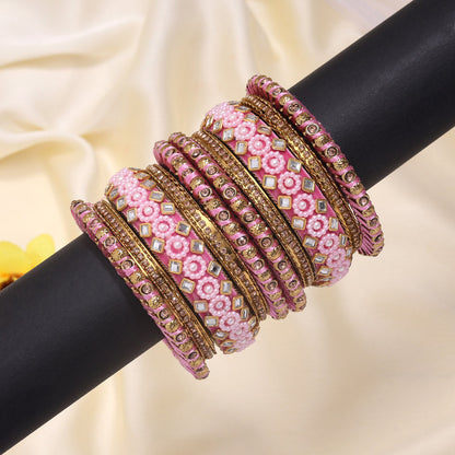 Pink Color Thread Bangle Set (TRB187PNK) - Preyans.com