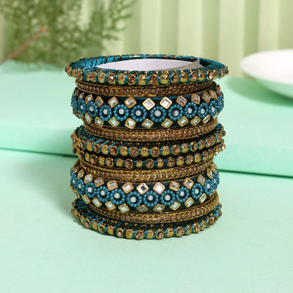 Rama Green Color Thread Bangle Set (TRB187RGRN) Rama Green 2.4 - Preyans.com