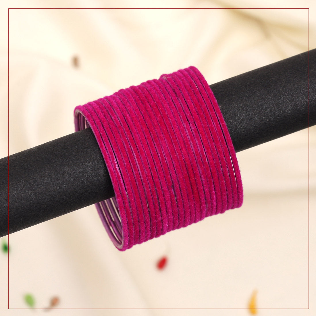 Rani Color Velvet Work Bangle Set - Preyans.com