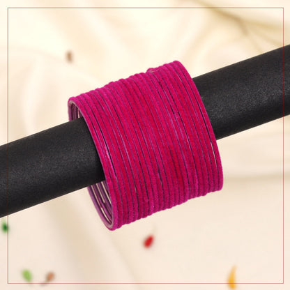 Rani Color Velvet Work Bangle Set - Preyans.com