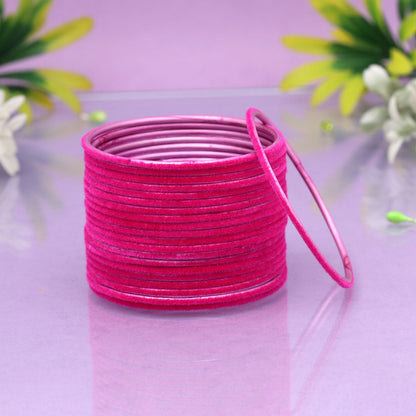 Rani Color Velvet Work Bangle Set Rani 2.4 - Preyans.com